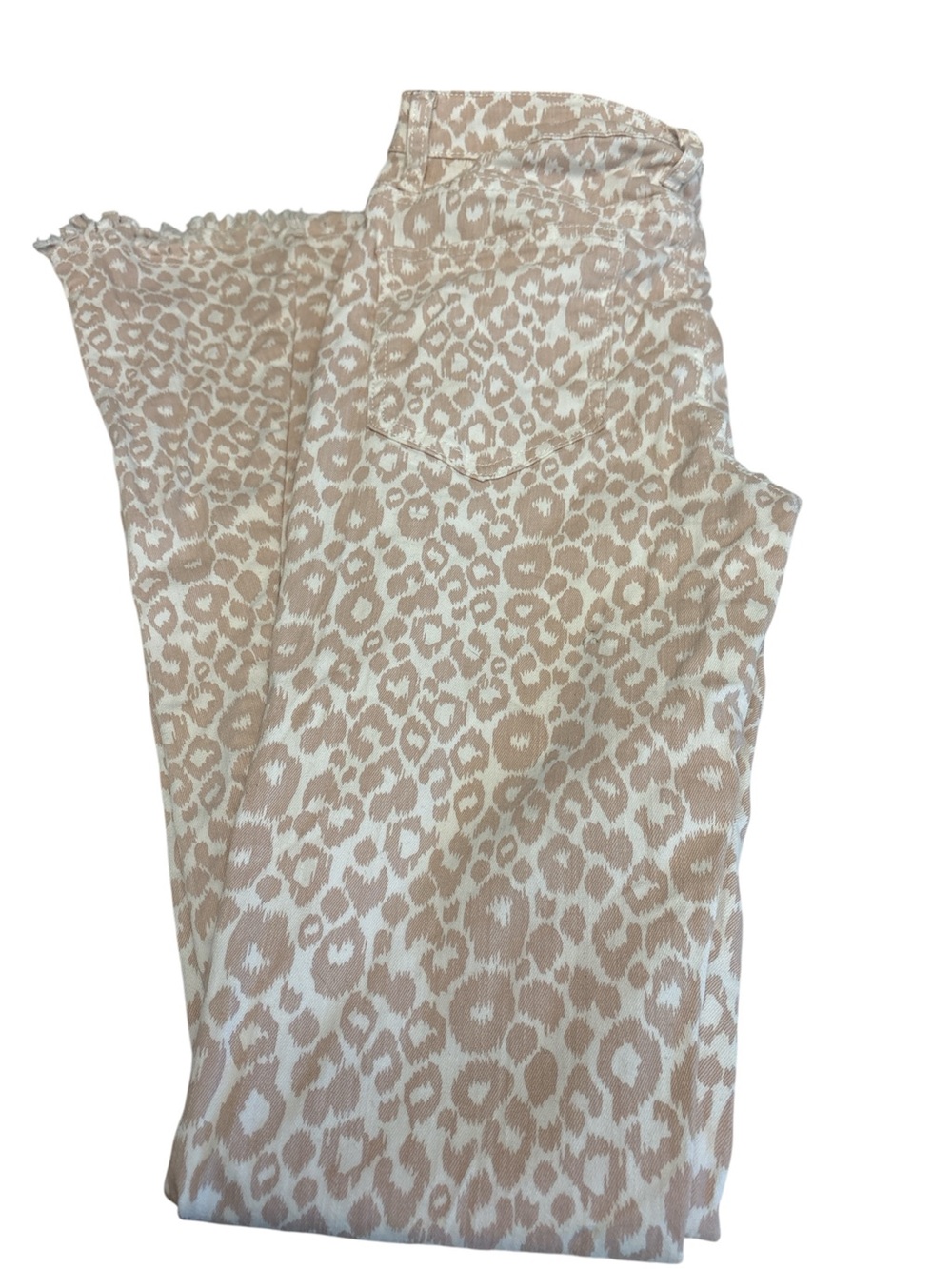 Saints & Hearts Leopard Print Jeans bell bottom wide bell frilled @bottom Sz S